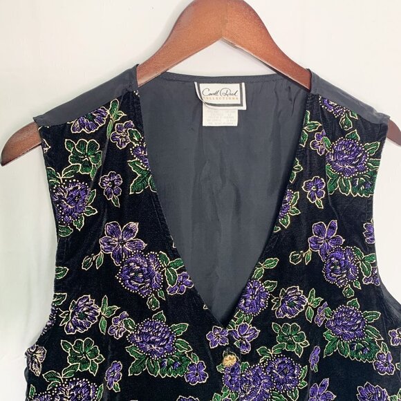 VINTAGE Carrol Reed Adjustable Embellished Floral Vest - Picture 3 of 13
